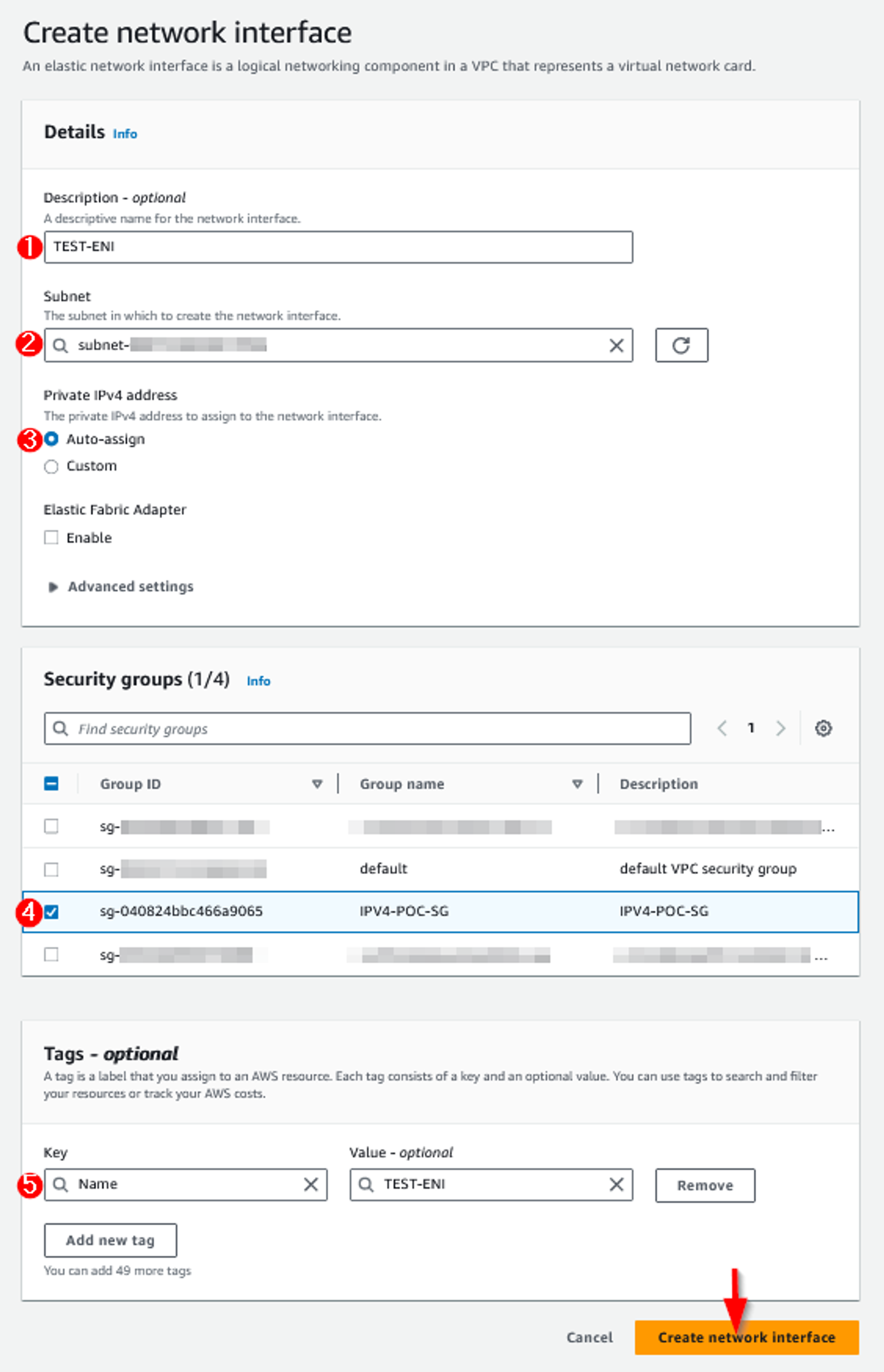 Create Network Interface